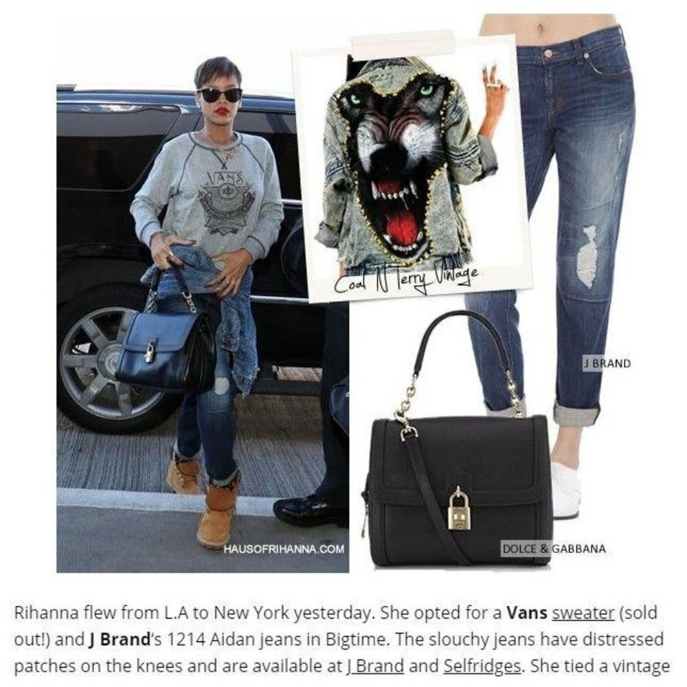 J Brand Aidan Patchwork Distressed Jeans Bigtime RIHANNA worn‎ Size 28